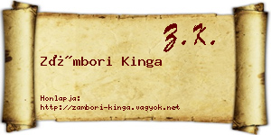 Zámbori Kinga névjegykártya